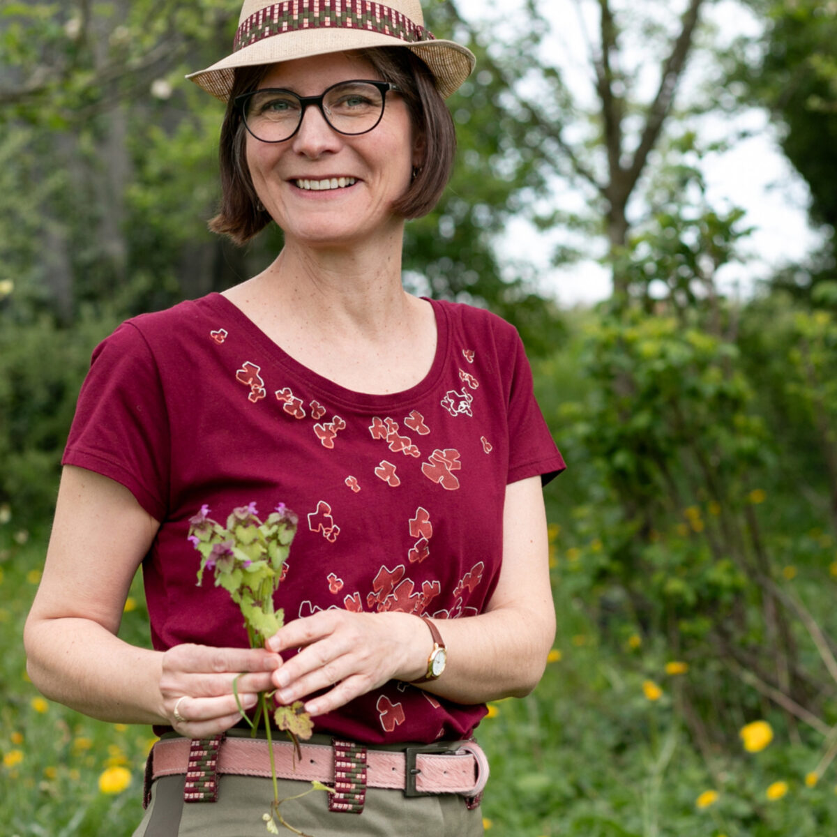 T-Shirt aus Biobaumwolle in Bordeaux