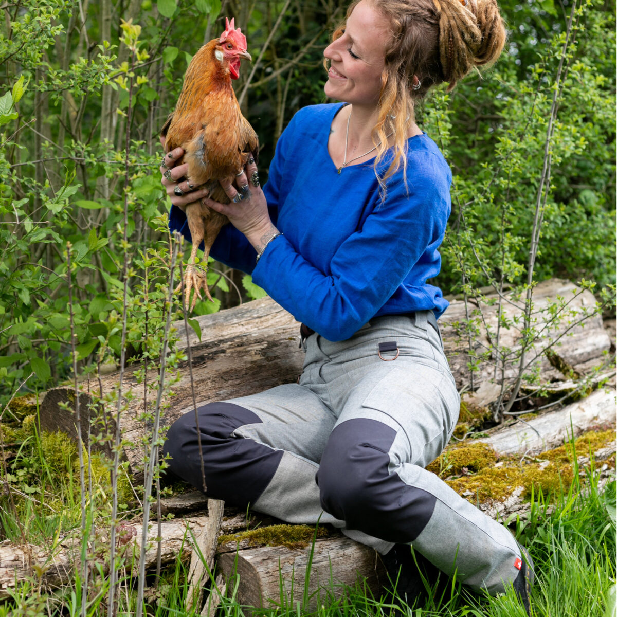 Arbeitshose aus Biobaumwolle, natur-graublau