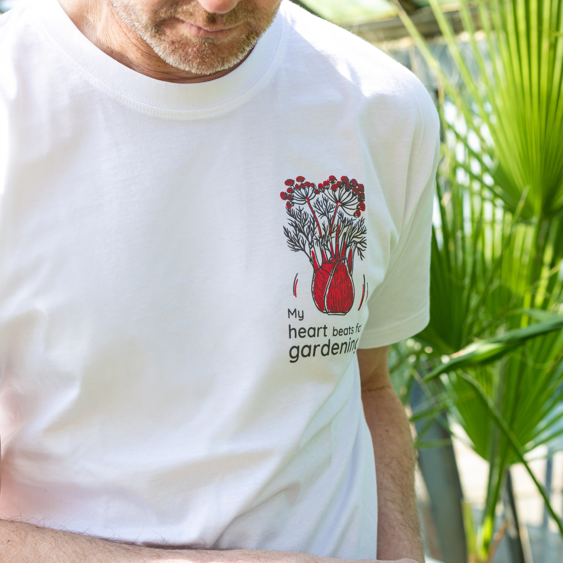 T-Shirt aus Biobaumwolle in Weiss mit Fenchelsujet unisex – Bild 2